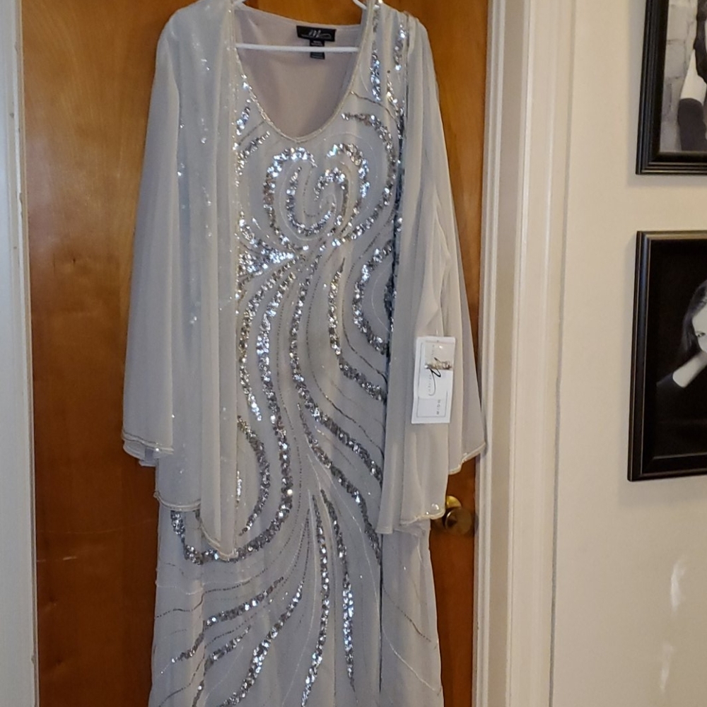 Beautiful Cream Gown with sequins and Beading
